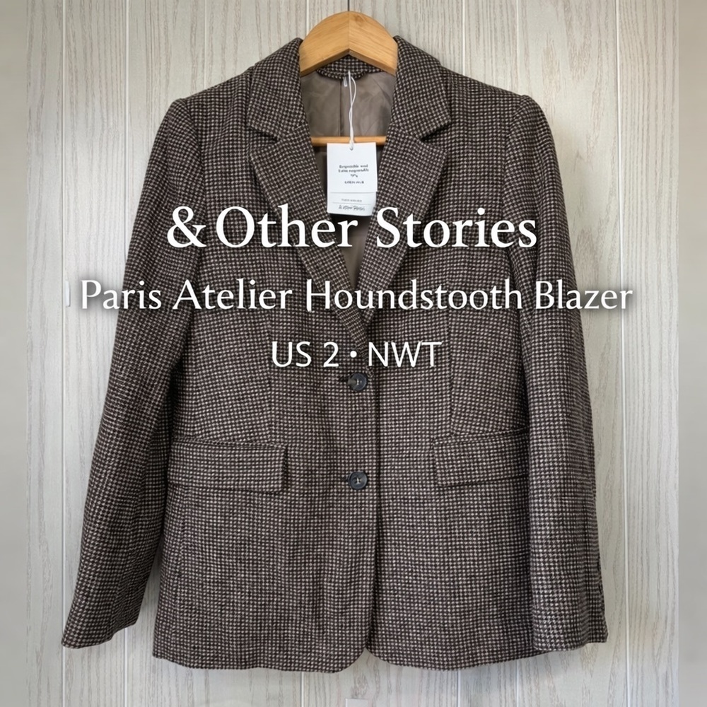 & Other Stories Paris Atelier Houndstooth Blazer Jacket US 2 NWT